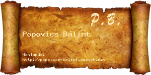Popovics Bálint névjegykártya