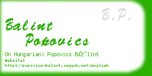 balint popovics business card